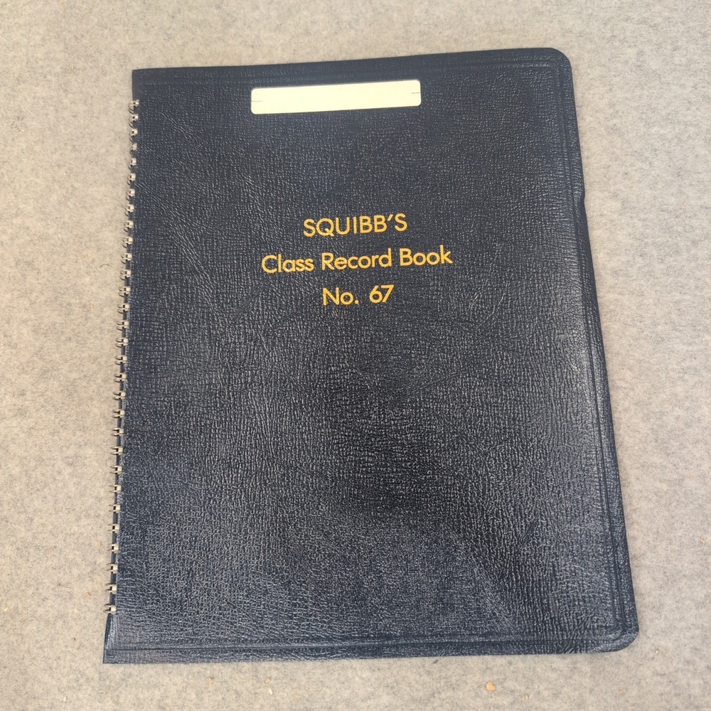 Squibbs Class Record Book No 67 Black Spiral Teacher Grade Attendance Log Book
